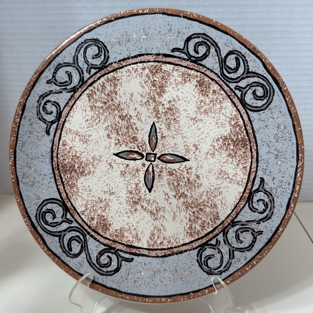 Furio Madrid Decorative Blue and Brown Trivit Plate Wall Plaque